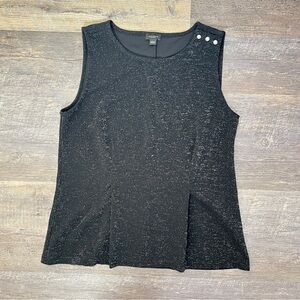 Ann Taylor black with silver sparkles tank top blouse shirt size large L B159
